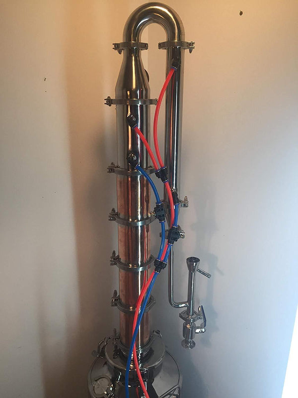 13 Gallon(50Lt) Copper Moonshine Reflux Still,details of red and blue lines