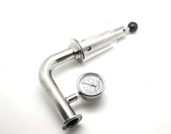 1.5" Stainless Adjustable Pressure Relief Spunding Valve with Pressure Gauge