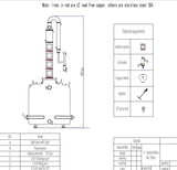 200Lt / 52 Gallon Non Jacket 4" 4 Plates Flute Column Still / Reflux Still - OakStills