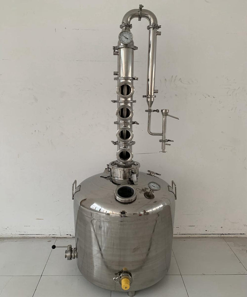 200Lt / 52 Gallon Non Jacket 4" 4 Plates Flute Column Still / Reflux Still - OakStills