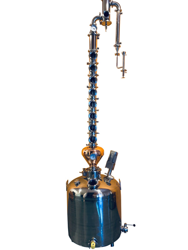 200lt 4 inch flute column still with helmet and agitator
