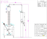 600Lt / 150 Gallons Non-Jacketed 8 inch 8 Plates Copper Reflux Still