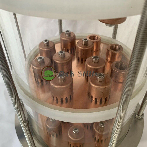 6" Glass Section Copper Bubble Plate Moonshine Reflux Column - OakStills