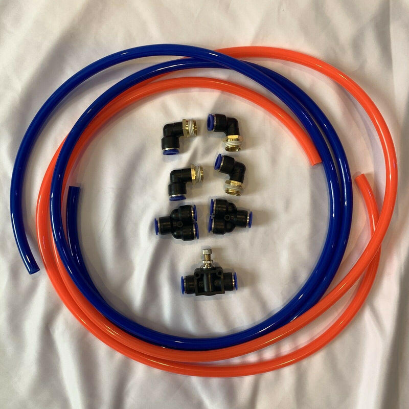 red and bule water lines with push in fittings