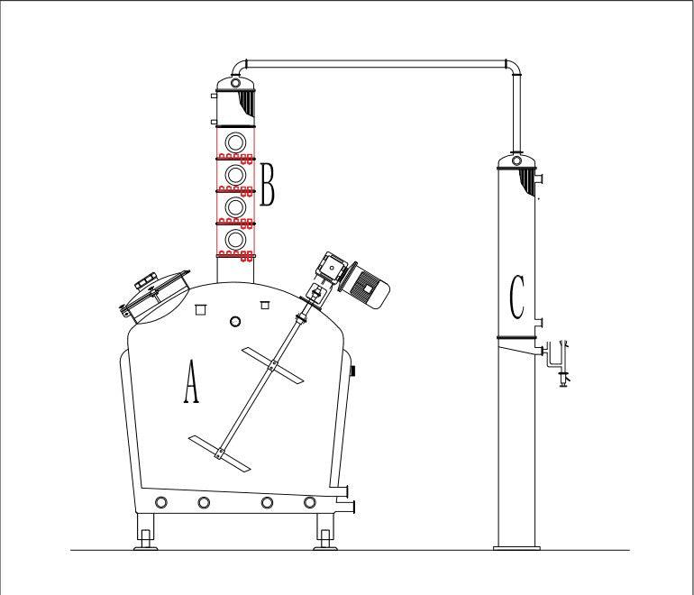 Jacketed Micro Distillery Vodka Still schematic diagram