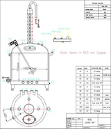 Copper Vodka Gin Whiskey Column Still 600Lt 8 inch 8 Plates - OakStills