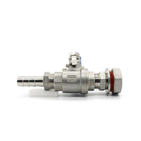 Weldless Bulkhead Ball Valve with Hose Barb For Home Brew Kettle Pot Mash, back side