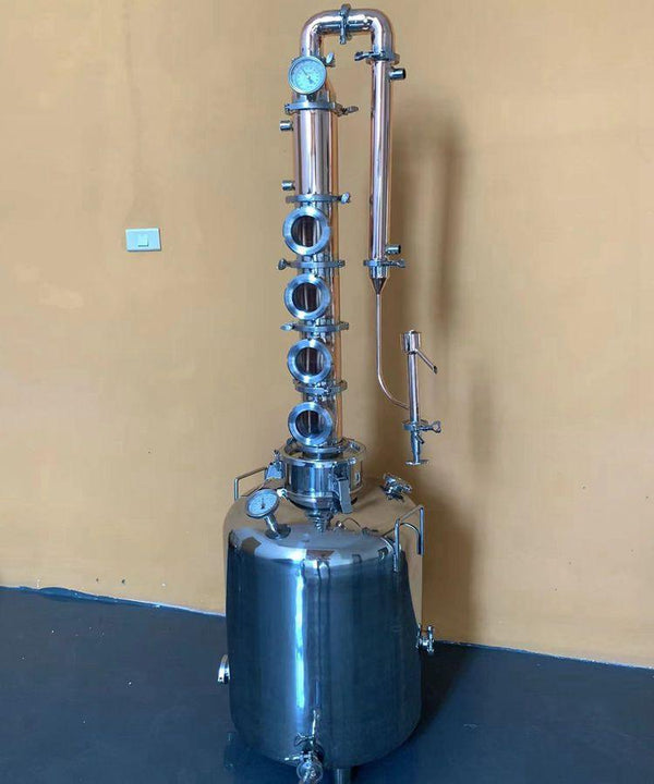 26 Gallon / 100L Copper Reflux Still with 4" Copper Flute Column - OakStills