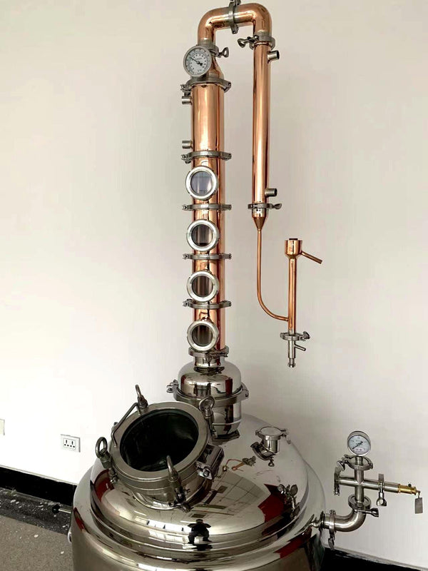 26 Gallon 100L Vodka Gin Whiskey Jacket 4 inch 4 Plates Copper Reflux Still Pot Belly - OakStills