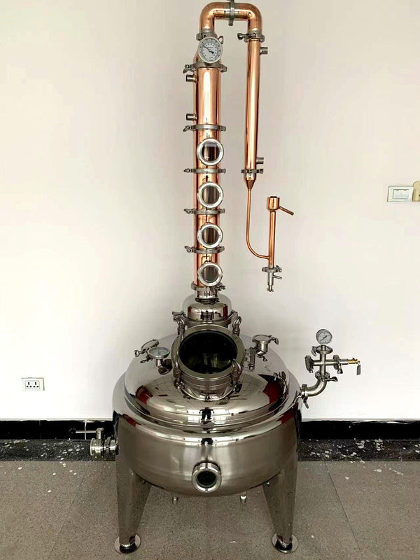 26 Gallon 100L Vodka Gin Whiskey Jacket 4 inch 4 Plates Copper Reflux Still Pot Belly - OakStills