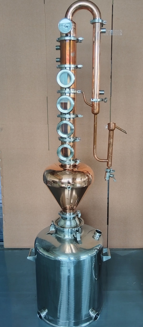 26 Gallon 100L Copper Reflux Still with 4" Copper Flute Column&Coppe Helmet