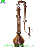 3" Glass&Copper Flute Moonshine Still Distillation Column with Copper Helmet