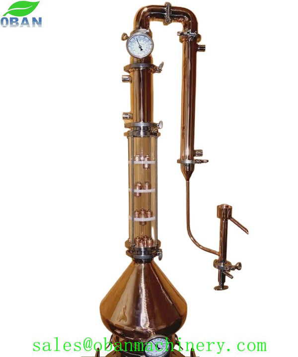 3" Glass&Copper Flute Moonshine Still Distillation Column with Copper Helmet