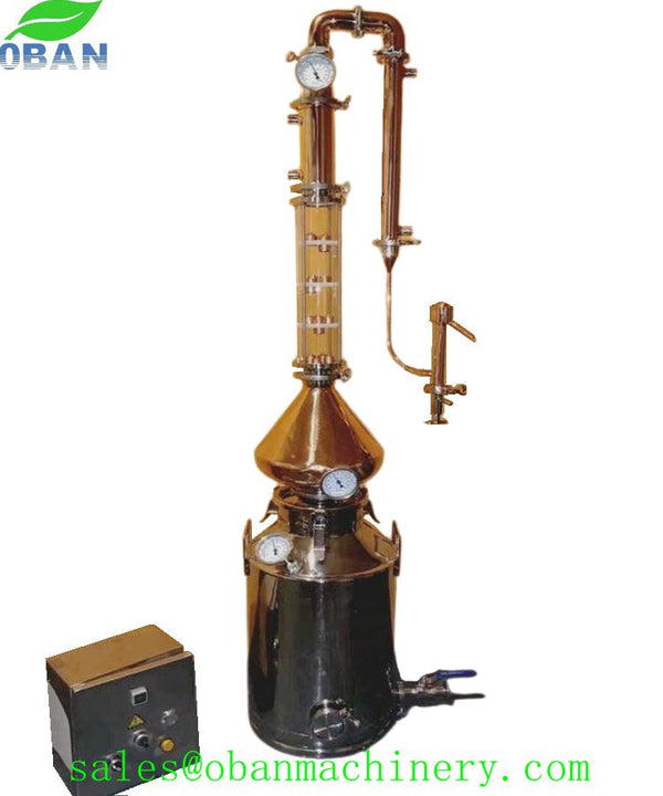 50Lt 3 inch 4 Plates Copper&Glass Column Reflux Still with Copper Helmet