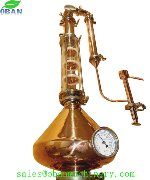 3" Glass&Copper Flute Moonshine Still Distillation Column with Copper Helmet