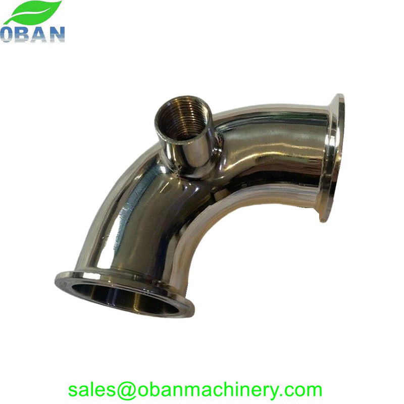 Sanitary 2 inch tri clamp 90 deg elbow with 1/2 FNPT
