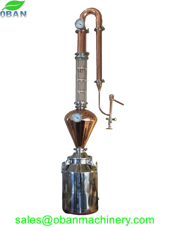 30L/8 Gallon 3 inch Glass&Copper Reflux Still with Copper Helmet